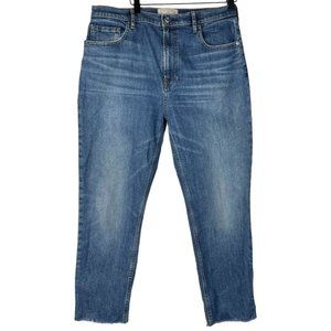 Everlane Womens The Japanese Denim Cheeky Jean Classic Blue Raw Hem Size 32 Crop